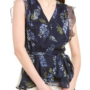 Vince Camuto Ruffled Floral Flutter Sleeve Top